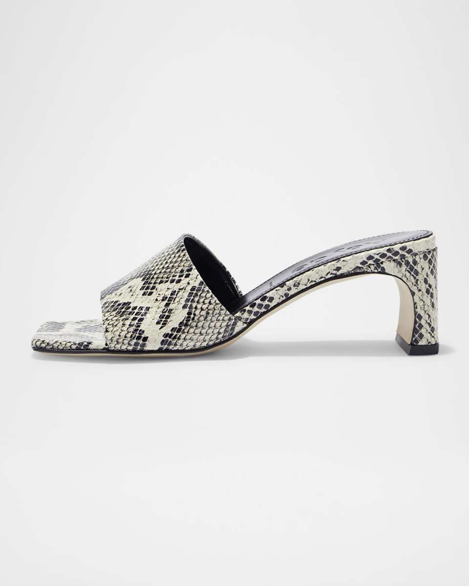Jeanie Snake-Embossed Mule Sandals